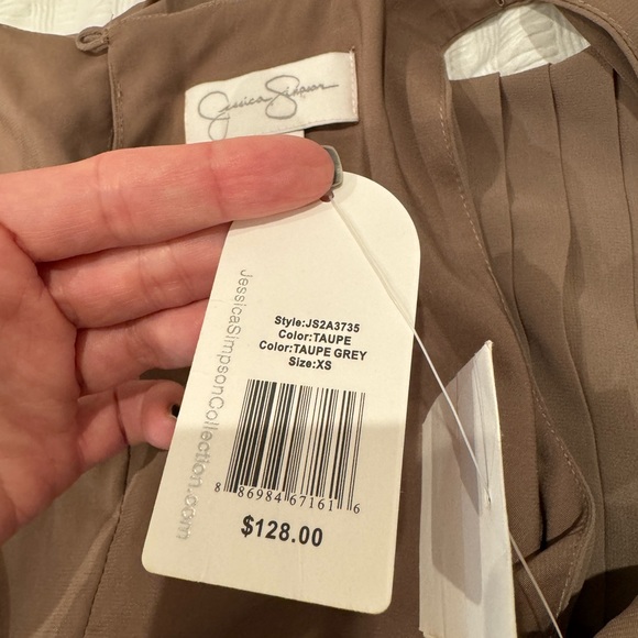 NWT Jessica Simpson Pleated Ruffle Khaki Lemon Yellow Mini Dress size XS $128 - Picture 3 of 8